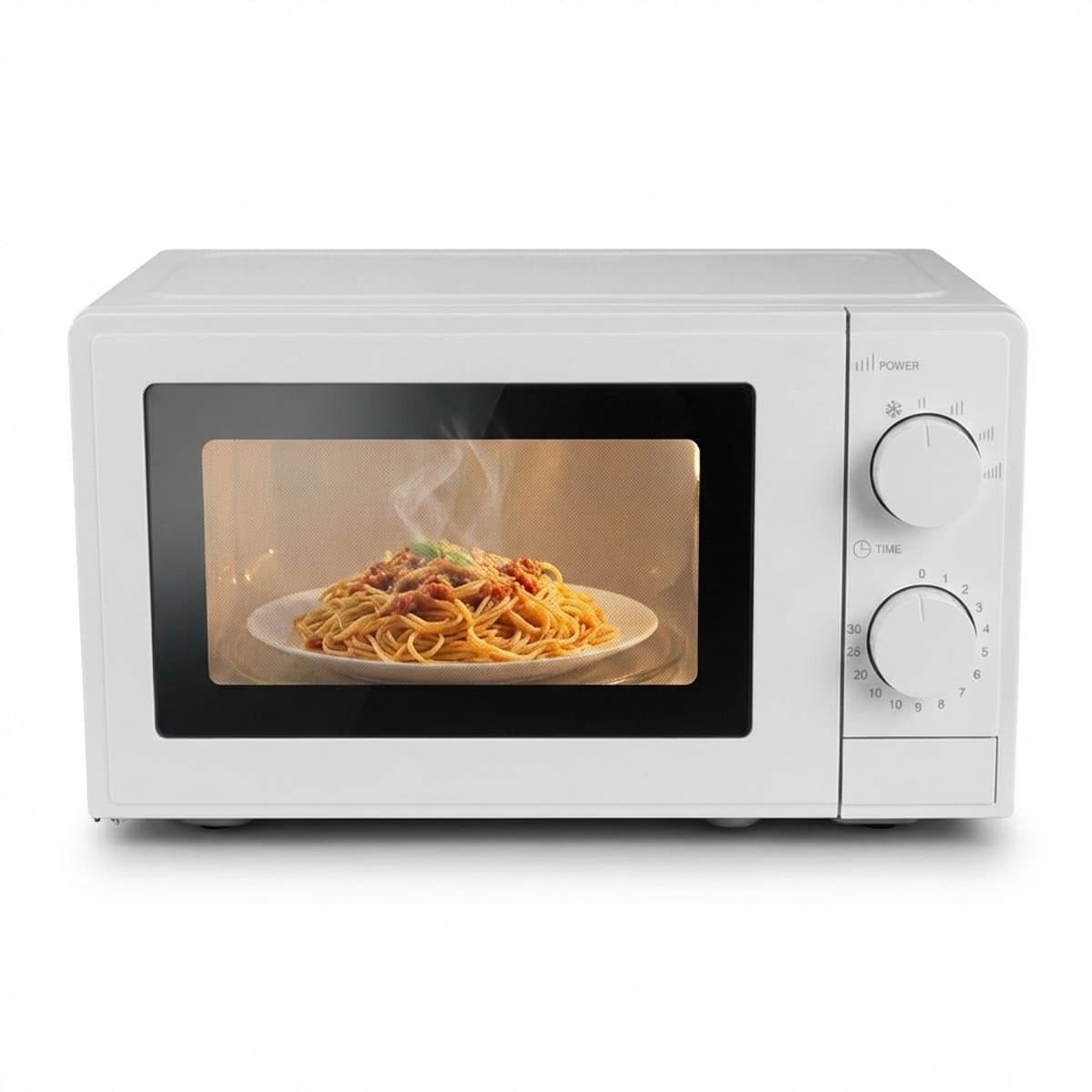 Magnetron – 20L – 1100W – 8 automatische kookprogramma's – 5 vermogensstanden – Digitale timer – Draaiplateau Ø255 mm – Wit — afbeelding 1
