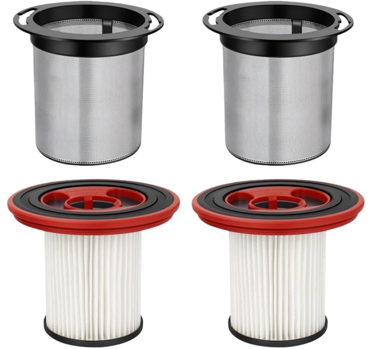 Vervangingsfilter - 2+2 Stuks - Geschikt voor Bosch Unlimited Serie 7 Draadloze Stofzuiger - BKS711XXL BBS711W BBS712A BCS711GB BKS711MALL - HEPA-filter - Wasbaar - RVS - Voorfilter+Hoofdfilter — afbeelding 1