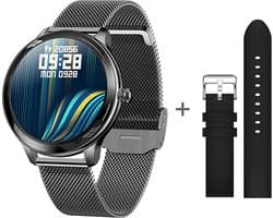 Darenci Smartwatch Flair Pro - Smartwatch dames -Smartwatch heren -Activity Tracker- Touchscreen -Bluetooth bellen -Met extra bandje -Horloge -Stappenteller -Bloeddrukmeter -Verbrande calorieën -Zuurstofmeter -Spatwaterdicht -Zwart