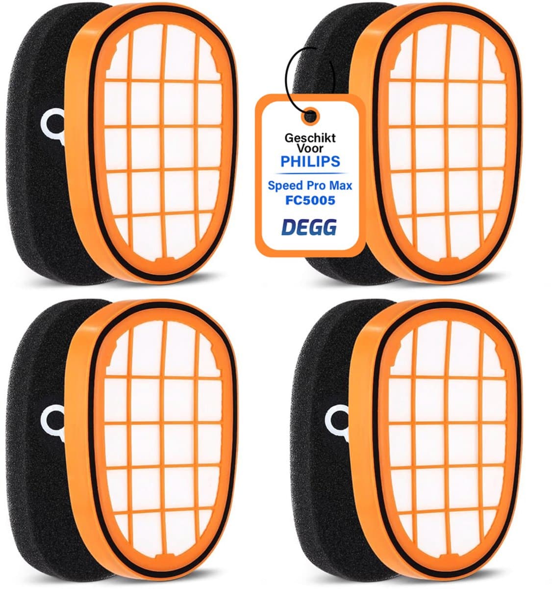 DEGG® - 4x filter geschikt voor Philips speedpro max aqua 7000 en 8000 series - steelstofzuiger - schuimfilter - vervangt fc5005/01 - cp0663/01 - cp1100/01 - wasbaar - multipack — afbeelding 1