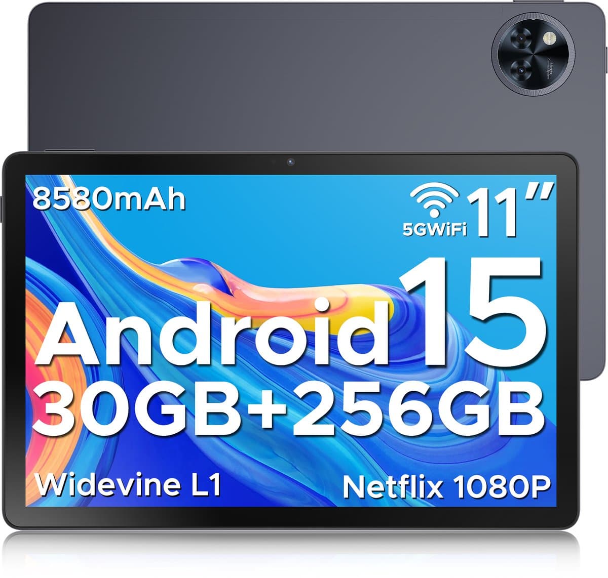 DOOGEE TAB U11 Pro - Tablet - Tablette - 30GB RAM + 256GB ROM(2TB/TF) - 8580 mAh - 11 Inch 1080P 90 Hz - Dubbele luidspreker - T7200 Octa Core - 13MP Camera - 5G WIFI - Face ID - 7.9 mm Metallic Body - Grijs — afbeelding 1