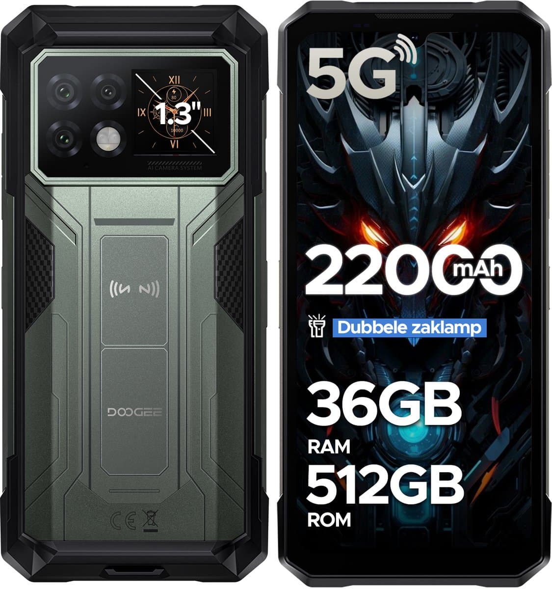 DOOGEE S200 Max 5G AI Outdoor-telefoon-22000 mAh/66 W batterij-36 (16 + 20) GB+512 GB-Android 15-6,72inch FHD+120 Hz-scherm aan de voorkant-1,3-inch scherm aan de achterkant-108 MP+20 MP nachtzicht+32 MP camera's-Dubbele 120 LM kampeerlamp-WiFi 6-NFC — afbeelding 1