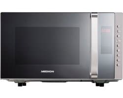 MEDION vrijstaande, 3-in-1 magnetron met grill- en heteluchtfunctie, 800 watt vermogen, 1200 watt bovengrill/heteluchtvermogen, 23L, MD17495, zilver