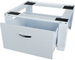 Wasmachine verhoger - Wasmachine sokkel - Wasmachine verhoger met lade - Wit - Stalen frame - Wasmachine opbouwmeubel
