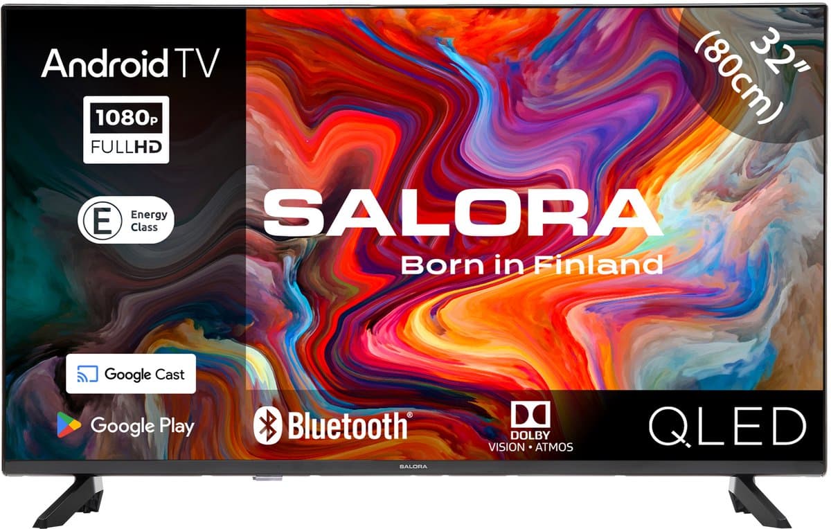 Salora QLED32TV - Smart TV - Smart tv 32 inch - Android TV - QLED TV - Full HD - 2025 — afbeelding 1