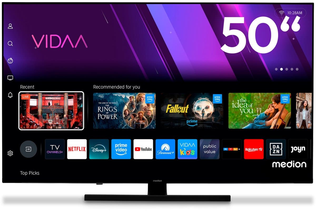 MEDION 125,7 cm (50 inch) QLED TV (Smart-TV, Dolby Vision HDR, VIDAA Store, Netflix, Prime Video, Disney+, DAZN, Paramount+, DTS X, Dolby Atmos, PVR, Bluetooth), MD 850600 — afbeelding 1