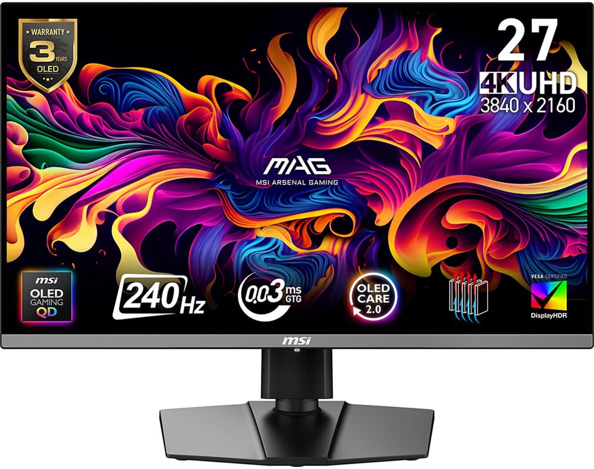 MSI MAG 272UP QD-OLED X24 - UHD Gaming Monitor - 26.5 Inch - 240Hz - USB-C PD 15W — afbeelding 1