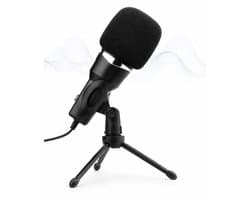 USB Microfoon met standaard - Gaming - Podcast - Voor Pc en console - Standaard - Incl. Plopkap - Zwart - Vivid Green