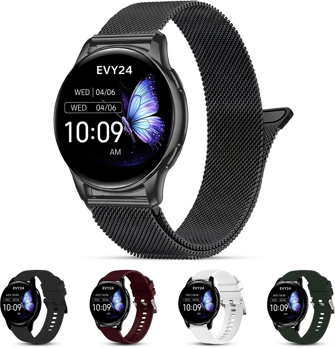 Evy24 Smartwatch Pro 42mm - Smartwatch Dames - Horloge met Belfunctie - Sporthorloge Dames - AMOLED - Bloeddrukmeter - Stappenteller - Android en iOS - Zwart — afbeelding 1