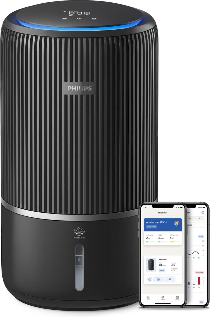 Philips PureProtect 3400 Series - Luchtreiniger en Bevochtiger - CADR 300m3/u - Ruimtes tot 78m2 - 3 Laags HEPA Filtratie - Air+ App - Ultrastil - Nachtlampje - Zwart - AC3421/13 — afbeelding 1