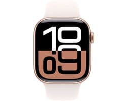 Apple Watch Series 10 - Wifi - 46mm - Rose Goudkleurig Aluminium Case met Light Blush Sportbandje - M/L