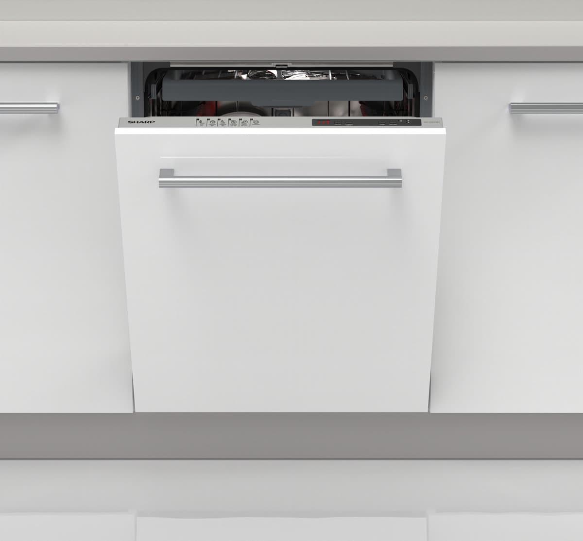 Sharp QWNI1EI45EXEU - inbouw vaatwasser - 60cm breed - energie label E - topsproeier en besteklade — afbeelding 1