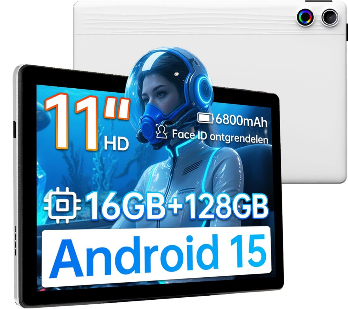 Hotlight A7 - Android 15 Tablet - 11 inch - 16(4+12)GB RAM/128GB ROM– 6800mAh - Wit — afbeelding 1