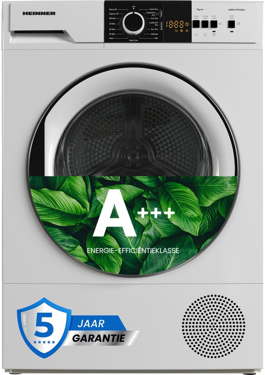 Heinner Wasdroger - Warmtepompdroger - 8 KG - 15 Programma's - LED Display - Trommelverlichting - Wit — afbeelding 1