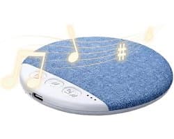 Ultradunne Bluetooth-kussenspeaker – Mini draagbare speaker voor onder het kussen – Draadloos slaapapparaat met witte ruis en timer – Met beengeleiding – Geschikt voor zijslapers – Biedt intieme stereo voor volwassenen en kinderen – Blauw