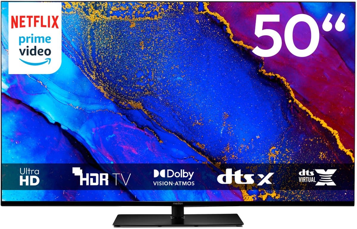 MEDION 125,7 cm (50") TV (Google TV, 4K, Dolby Vision HDR, Netflix, Prime Video, Disney+, Dolby Atmos, DTS X, Smart TV, PVR, Bluetooth, MD 850400) — afbeelding 1