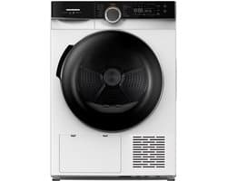 Heinner Warmtepompdroger - 10 KG - Wasdroger - 14 Programma's - Antikreukfunctie - LED display - Trommelverlichting - Wit/Zwart