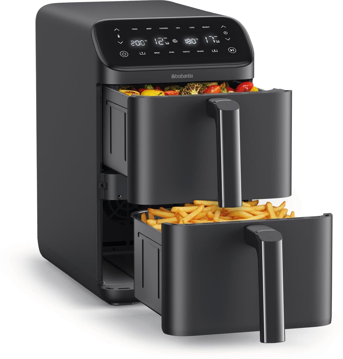 Brabantia Dubbele Airfryer XXL - 10 Liter - Gestapelde Lades - PFAS-Vrij - 2700W Vermogen - 6 Kookprogramma's - BBEK1240 — afbeelding 1