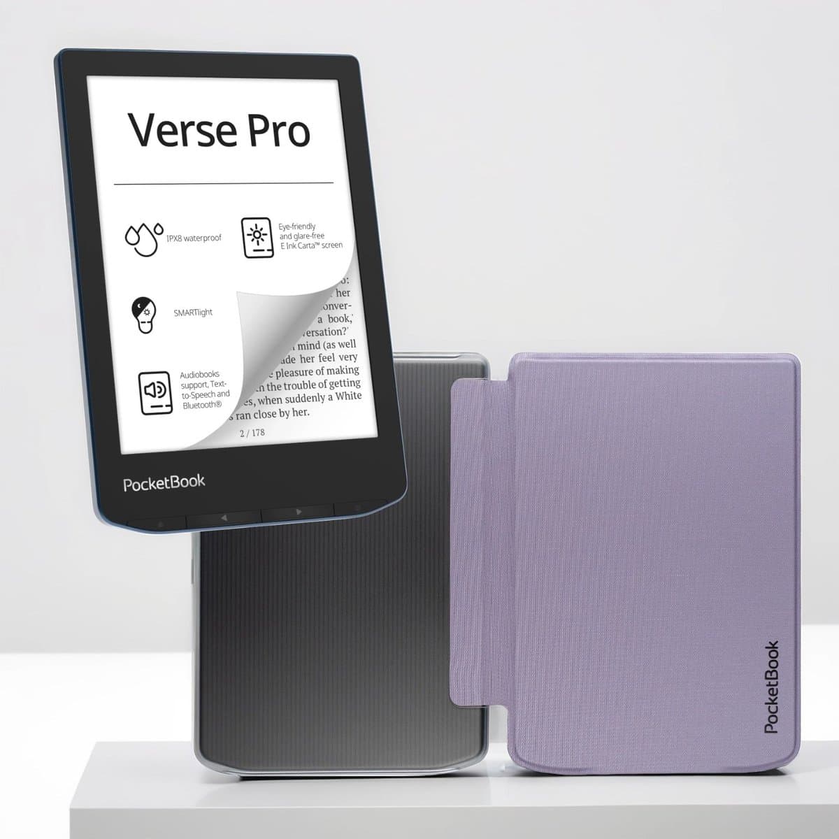 PocketBook Verse Pro Azure e-reader – Inclusief Transparant Paars Hoesje (shell cover) – Voordeelbundel — afbeelding 1