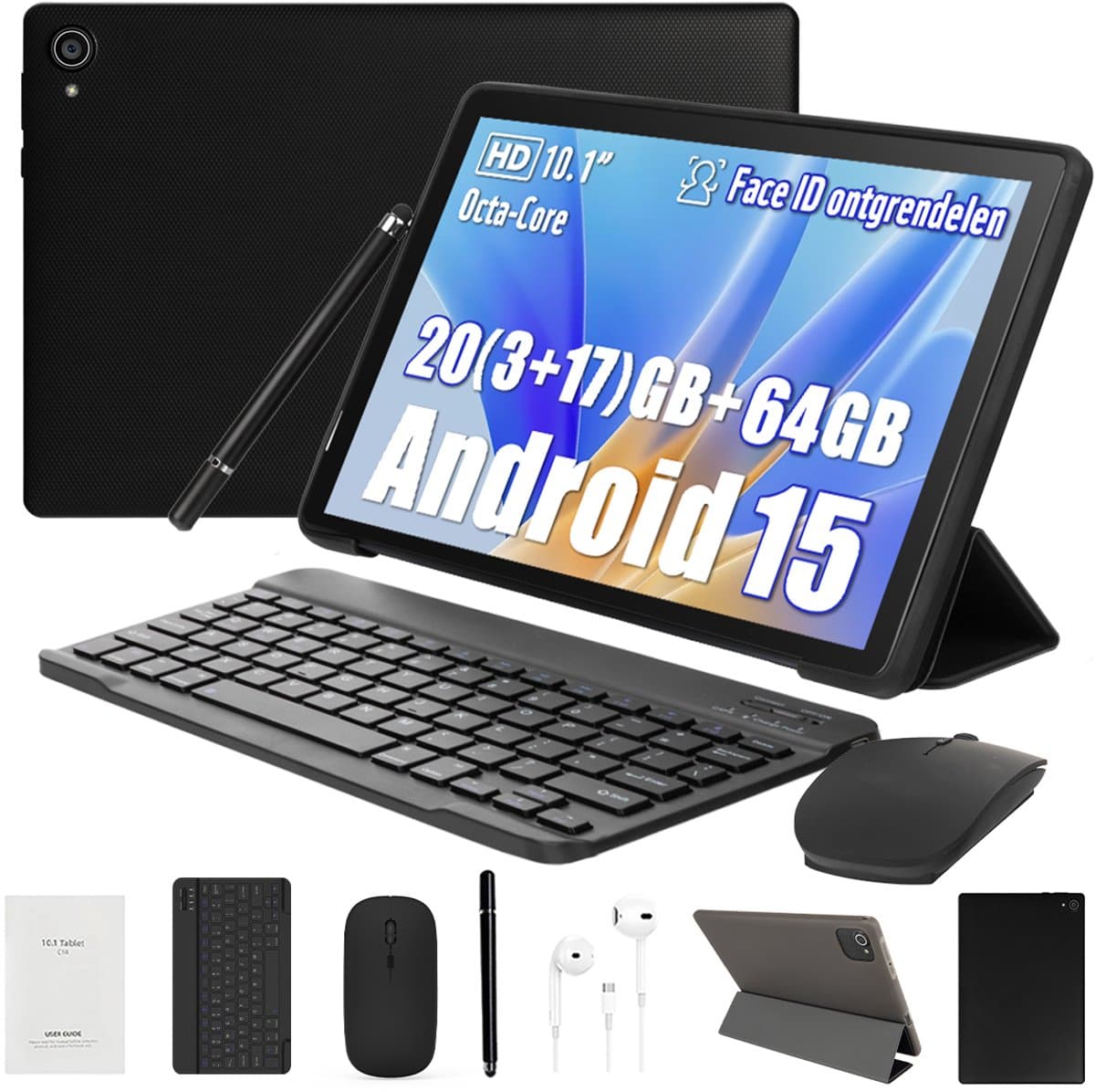Hotlight A10L - Android 15 Tablet - 10.1 inch - 20(3+17)GB RAM/64GB ROM - Met Toetsenbord, Muis, Oordopjes & Bescherming – 5000mAh — afbeelding 1