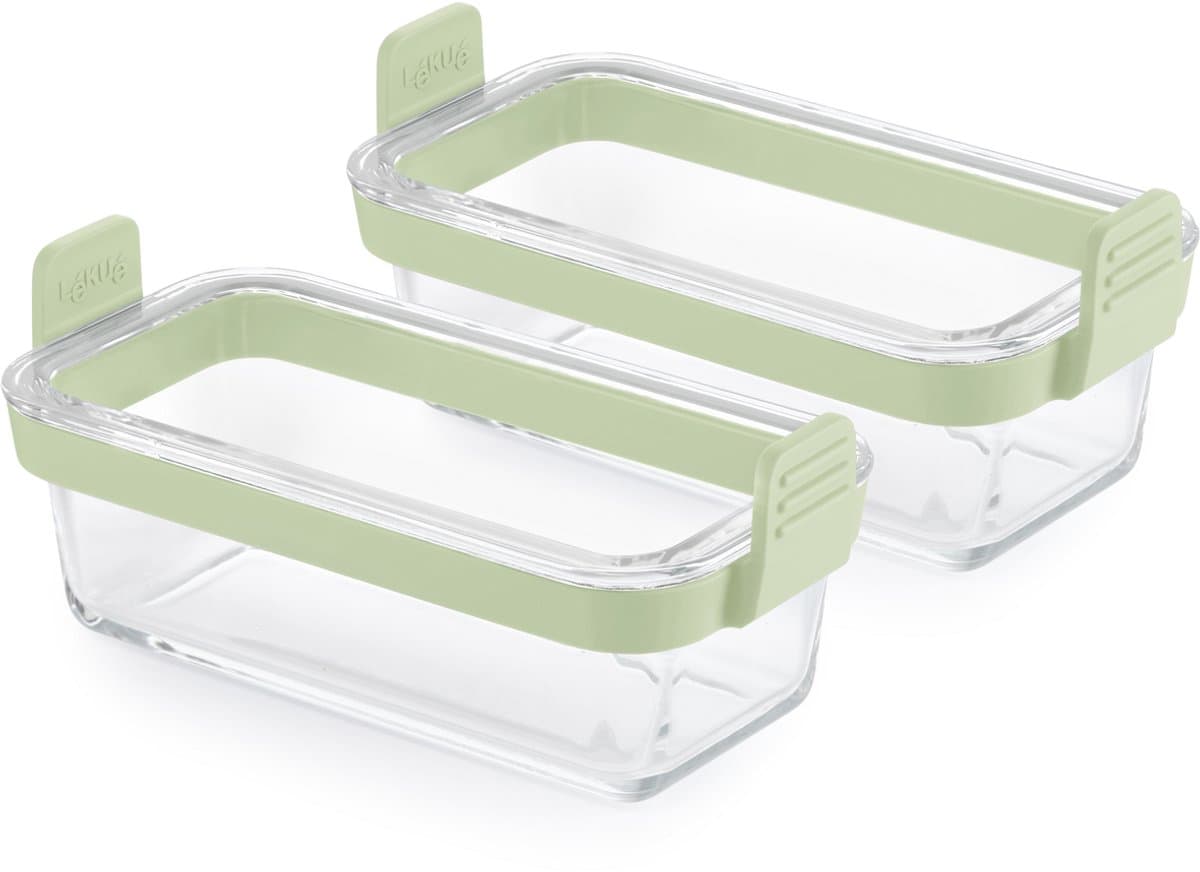 Lékué Airfryer Ovenschaal Rechthoek - Set 2-delig - Glas - Transparent — afbeelding 1