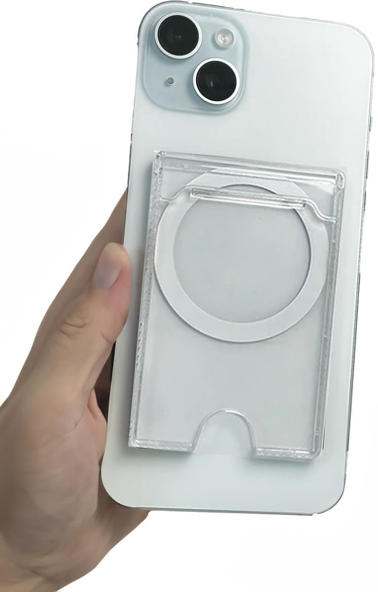 Magnetische Pasjeshouder geschikt voor iPhone MagSafe & Universeel geschikt voor Samsung / OnePlus / Google / Nothing / Xiaomi / Oppo / Motorola – Portemonnee Kaarthouder Transparant - Minimalistisch, Magnetisch & Altijd Binnen Handbereik — afbeelding 1
