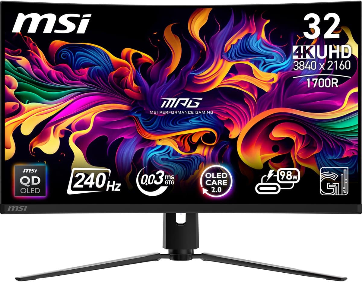 MSI MPG 321CURXDE QD-OLED computer monitor 80 cm (31.5") 3840 x 2160 Pixels 4K Ultra HD Zwart — afbeelding 1