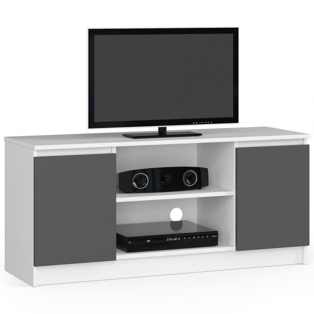 TV Meubel / AKORD Furniture Factory / Wit - Grafietgrijs / 2 Deuren / 40 cm x 120 cm — afbeelding 1
