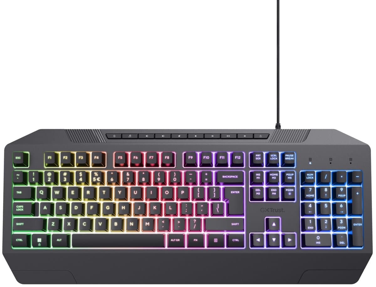Trust GXT836 Evocx - Gaming Keyboard met Verlichting - RGB-Verlichting - Polssteun - Multimedia toetsen - Qwerty US — afbeelding 1