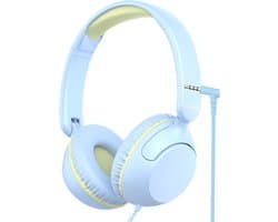 Xssive Kinder Koptelefoon met Volumebegrenzing 85dB - Koptelefoon Voor Kinderen 3-9 Jaar Met Microfoon en Kabel - Veilig Geluid - Blauw/Geel