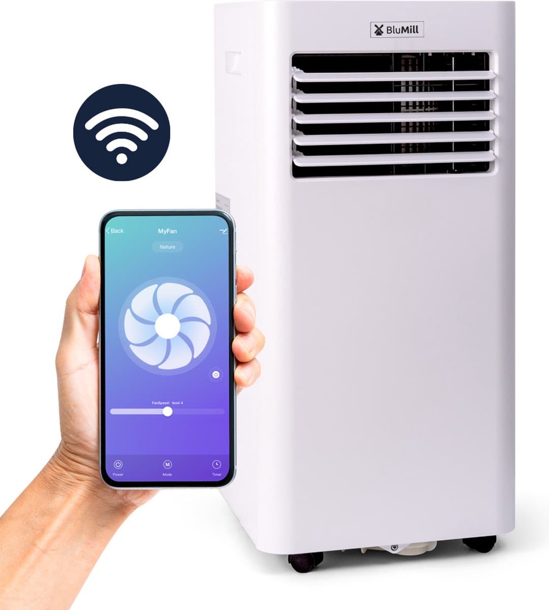 BluMill Smart Airco - Mobiele Airco - Met Wifi - 7000 BTU - Airconditioning - Geschikt voor Ontvochtiging - Inclusief Wieltjes - incl. Raamafdichting Kit — afbeelding 1