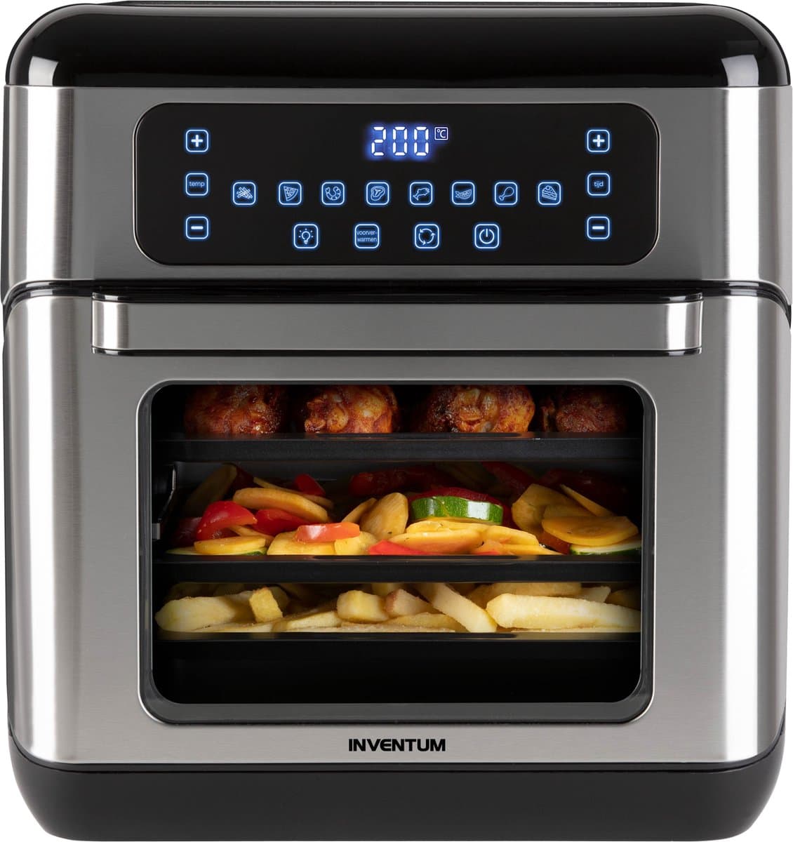Inventum GF1200HLD Airfryer Oven XXL - 12L - 8 programma's - 80-200 °C - Tot 6 personen - Zwart/RVS — afbeelding 1