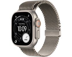 Apple Watch Ultra 3 Cellular 49mm Natural Titanium Case with Natural Titanium Milanese Loop - Large