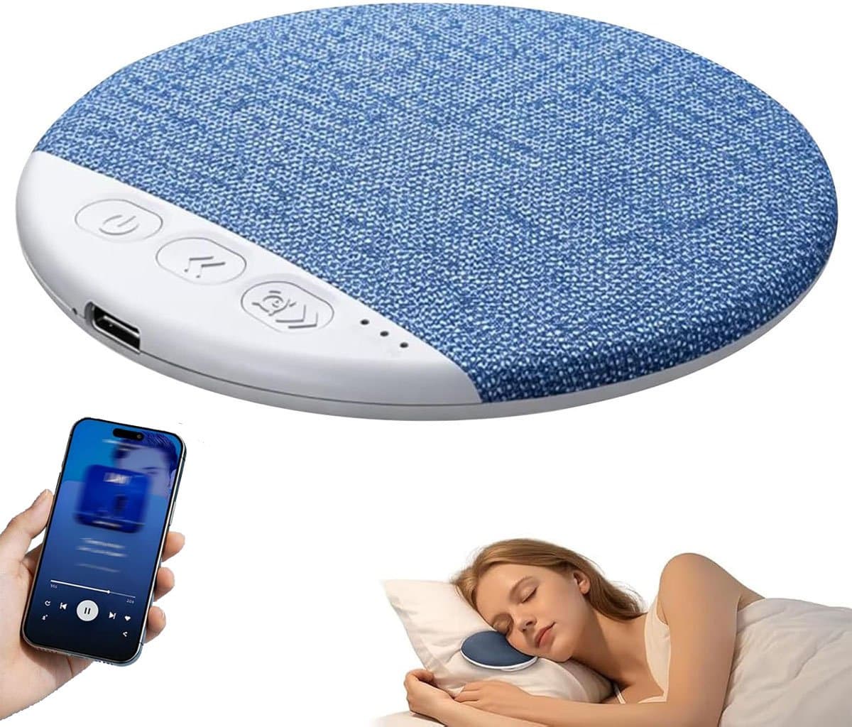 Pillow Speaker, 2026 Nieuwe Bluetooth Kussenluidspreker, Mini Botgeleiding Slaaphulp Met Stereo Bas En Witte Ruis, Ultra-Dunne Stereo Bas, Voor Volwassen Gespecialiseerde Slaapoordopjes, Blauw — afbeelding 1