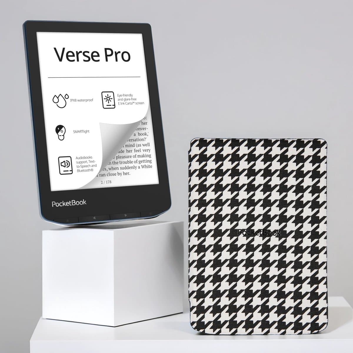 PocketBook Verse Pro Azure e-reader – Inclusief Zwart-Wit Ruiten Hoesje (shell cover) – Voordeelbundel — afbeelding 1