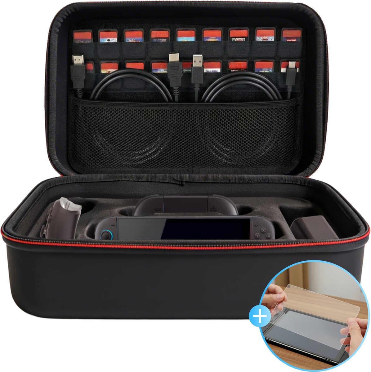 2BEFUN Case geschikt voor Nintendo Switch 2 - Incl. Screenprotector - Hoes - Beschermhoes - Opbergtas - Accessoires - Koffer - Zwart — afbeelding 1