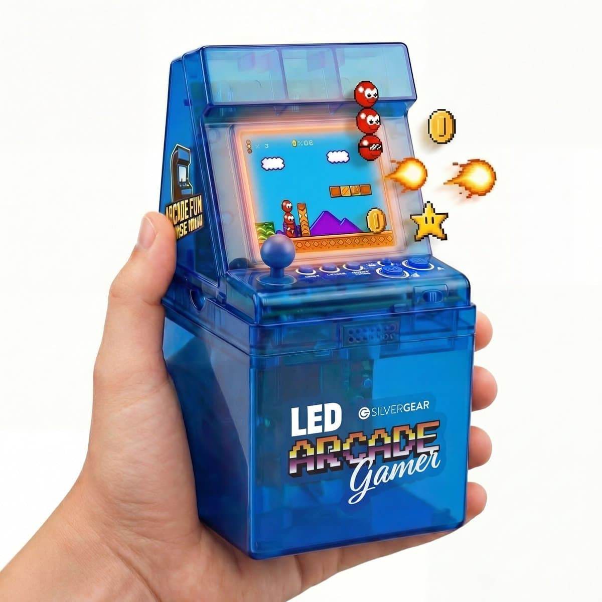 Mini Arcade Machine met 240 Arcade Games - Coole LED Verlichting - Inklapbaar - Geen Internet Nodig - Retro Game Console - Gaming Spelcomputer - Reisspelletjes - Vakantie Speelgoed - Cadeau voor Jongens en Meisjes - Vanaf 6 Jaar - Blauw - Silvergear — afbeelding 1