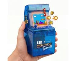 Mini Arcade Machine met 240 Arcade Games - Coole LED Verlichting - Inklapbaar - Geen Internet Nodig - Retro Game Console - Gaming Spelcomputer - Reisspelletjes - Vakantie Speelgoed - Cadeau voor Jongens en Meisjes - Vanaf 6 Jaar - Blauw - Silvergear