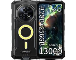 DOOGEE Fire 7 Pro Robuuste smartphone 5G - 32GB RAM - 256GB ROM - 13000mAh 33W - 6,56 inch - IP68/IP69K Outdoor Telefoons - Android 15 - Nachtzicht, Face ID, NFC, GPS, OTG - Zwart