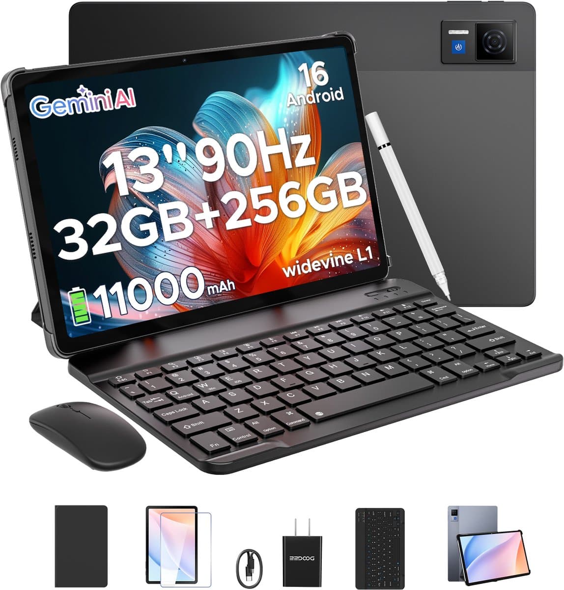 DOOGEE U13 VIP - Android Tablet - gaming tablet - 13 inch - met toetsenbord/gamepad/muis- 32GB RAN + 256GB ROM /2TB - 11000mAh - vier speakers -13MP + 5MP camera - octa core - 2.4G+5G Wifi - Bluetooth 5.0 - Face ID — afbeelding 1
