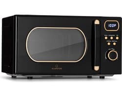 Klarstein Magnetron met Grill, 800 W, 20 Liter, 3-in-1 RVS Zwart, Met Ontdooien en Pizzafunctie, Draaiplateau, Compact - voor Keuken - Bruin - Microwave Combimagnetron Microgolfoven Microwave Oven