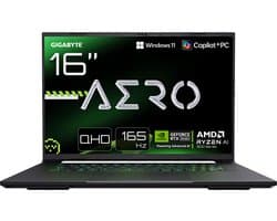 "GIGABYTE AERO X16 1VH93PTC94AH laptop AMD Ryzen AI 7 350 40,6 cm (16"") WQXGA 16 GB DDR5-SDRAM 1 TB SSD NVIDIA GeForce RTX 5060 Wi-Fi 6E (802.11ax) Windows 11 Home Portugees Grijs"