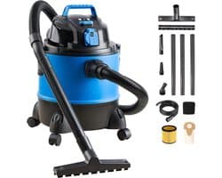 DYNA® Bouwstofzuiger Zonder Zak - Alleszuiger Met Accessoires - Stofzuiger - Zwart/Blauw - 33cm x 34cm x 45cm