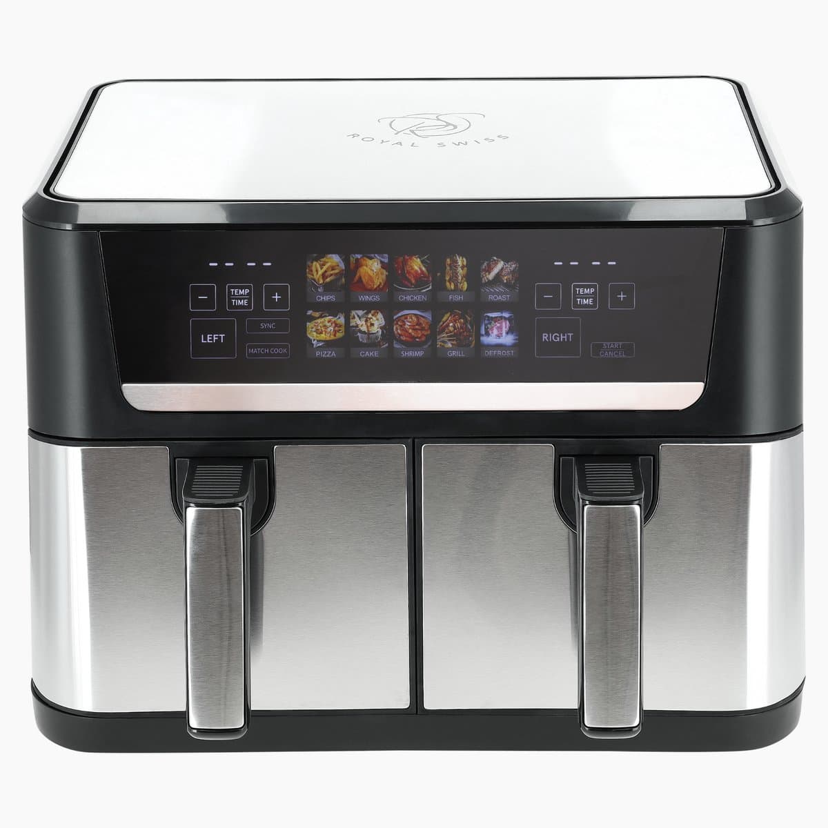 airfryer – 12Liter – 2800W – Heteluchtfriteuse – Dubbele Airfryer – 10 Programma’s – PFAS-Vrij – Royal Swiss® — afbeelding 1