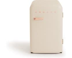CREATE - Koelkast in retrostijl - Gebroken wit - Handvat Roségoud - FRIDGE RETRO 107L