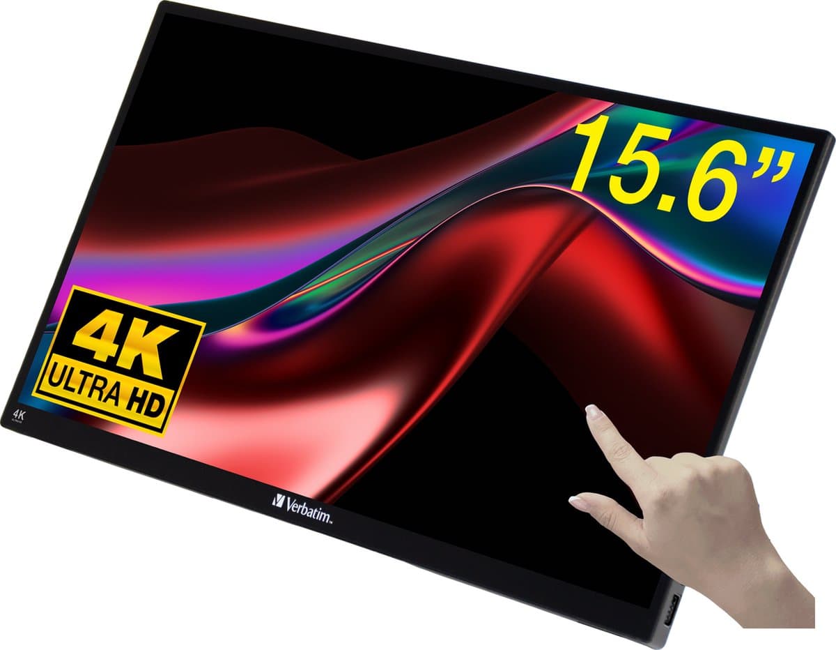 Verbatim Draagbaar aanraakscherm Ultra HD 4K - 15,6” Zwart — afbeelding 1