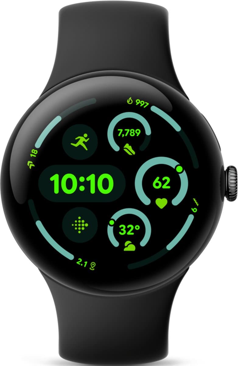 Google Pixel Watch 3 - Smartwatch - 45mm - Zwart/Zwart — afbeelding 1