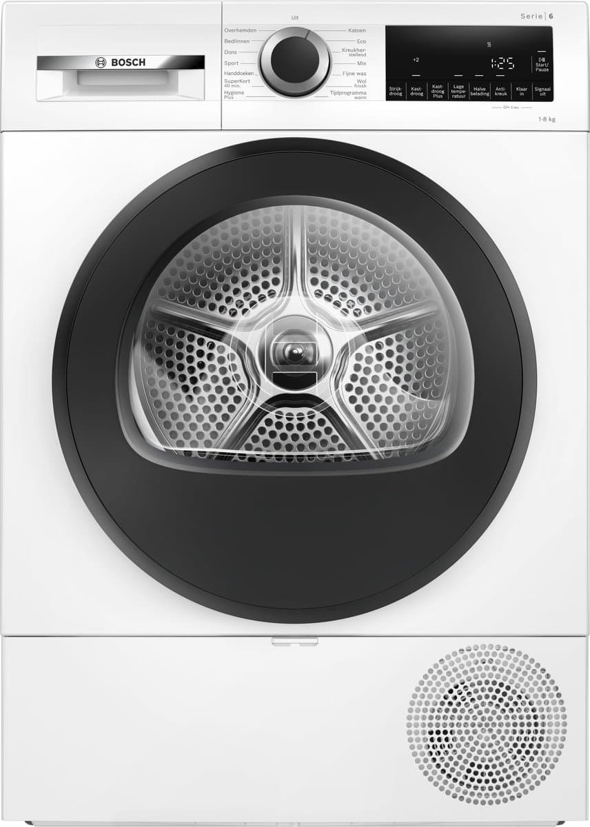 Bosch WQG133DBNL - Serie 6 - Wasdroger - Warmtepompdroger - 8 kg - Stil - Droogt zoals jij wilt met Auto Dry - Easyclean filter - Trommelverlichting — afbeelding 1