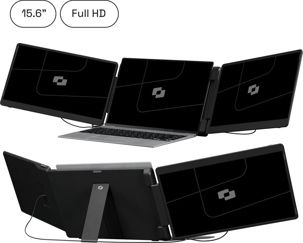 Screenmate® Flip Portable Monitor 15,6” - Draagbare Monitor met Beschermhoes - Extra Scherm Laptop - Draagbaar Beeldscherm - Zwart — afbeelding 1