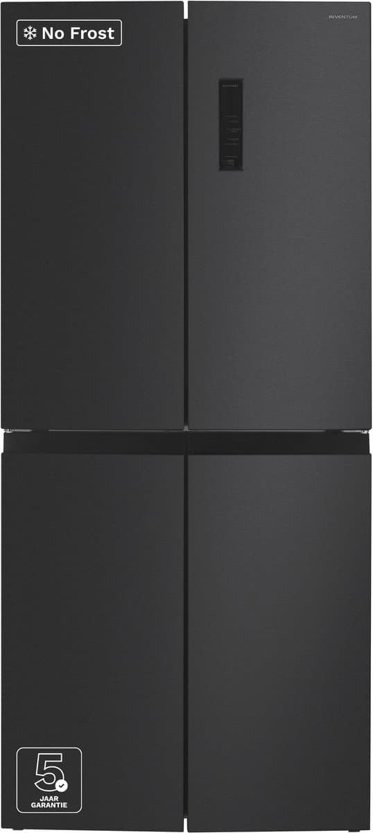 Inventum SKV4180B No Frost energiezuinige Amerikaanse koelkast - 466 liter - Digitaal display - Supervriezen - Vershoudlade - 4 deuren - Zwart — afbeelding 1